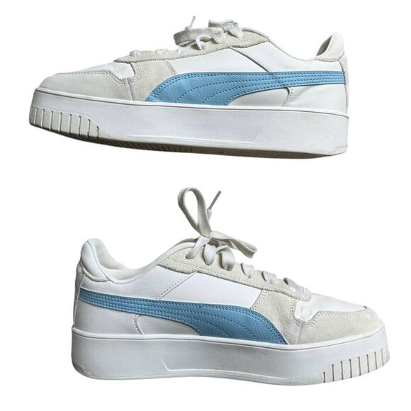 Puma Womens Carina Street Platform sneaker size 9.5 blue white streetwear - Picture 3 of 9